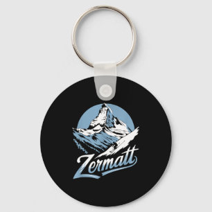Winter skiing adventure zermatt mountain ski fun key ring