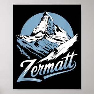 Winter skiing adventure zermatt mountain ski fun  poster
