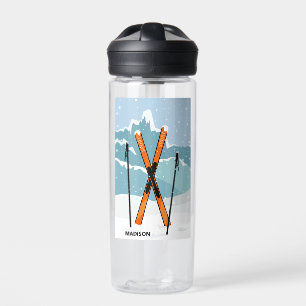 Winter Skiing custom name Water Bottle