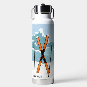 Winter Skiing custom name Water Bottle