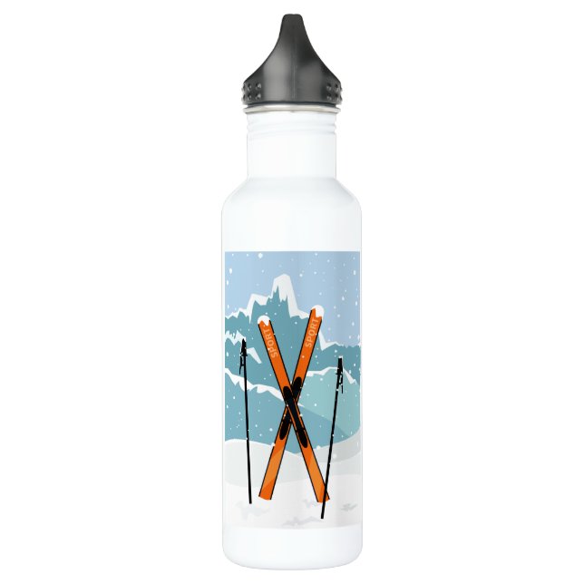 Winter Skiing custom name water bottles (Left)