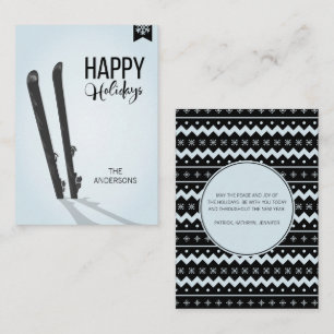 Winter Skiing Happy Holidays Mini Note Card