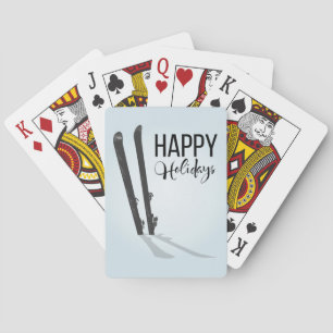 Winter Skiing Happy Holidays Playing Cards
