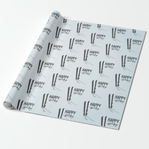 Winter Skiing Happy Holidays Wrapping Paper
