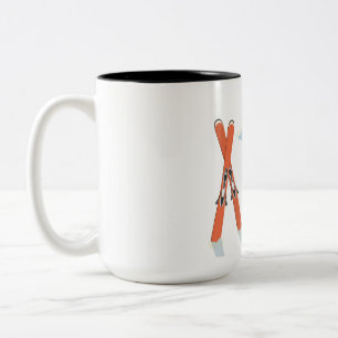 Winter Skiing Quote – Mountain Adventure Design Two-Tone Coffee Mug