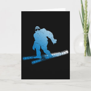Winter Skiing Sasquatch Ski Cryptid Cryptozoology Card