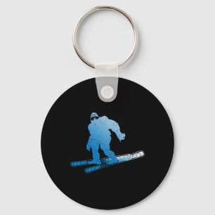 Winter Skiing Sasquatch Ski Cryptid Cryptozoology Key Ring