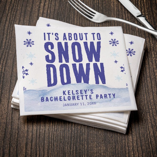 Winter Skiing Snow Snowflake Bachelorette Party Napkin (Creator Uploaded)