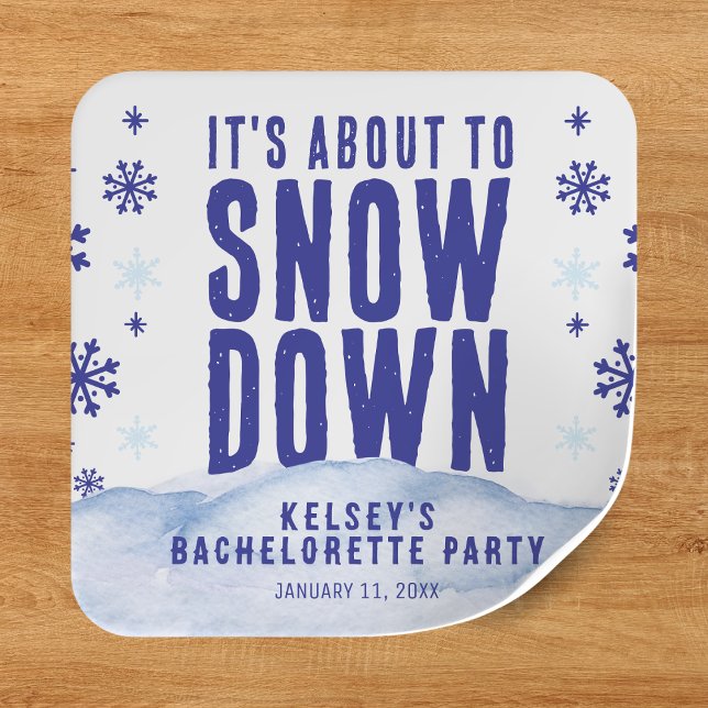 Winter Skiing Snow Snowflake Bachelorette Party Square Sticker (Winter Skiing Snow Snowflake Bachelorette Party Square Sticker
)