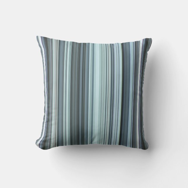 Winter Sky Aqua Blue Stripe Cushion (Front)