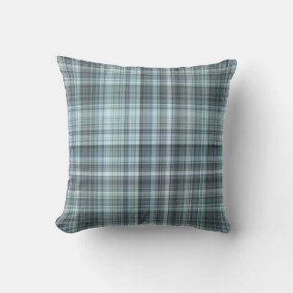 Winter Sky Blue Plaid Cushion