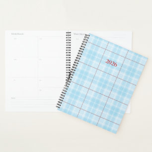 Winter Sky Blue Plaid Planner