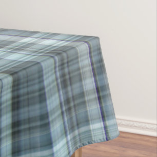 Winter Sky Blue Plaid Tablecloth