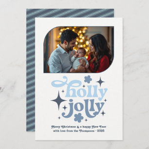 Winter Sky Modern Blue Christmas Photo Holiday Card