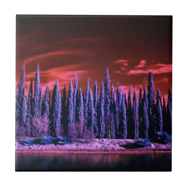 winter sky purple ceramic tile (Front)