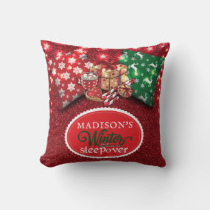 Winter Sleepover Birthday Pyjamas Party Cushion