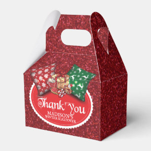Winter Sleepover Party Personalised Glitter Favour Box
