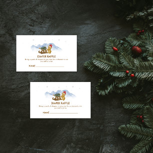 Winter Sleigh Bear Diaper Raffle Baby Shower Enclosure Card