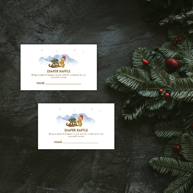 Winter Sleigh Bear Diaper Raffle Baby Shower Enclosure Card (Winter Sleigh Bear Diaper Raffle Baby Shower Enclosure Card)