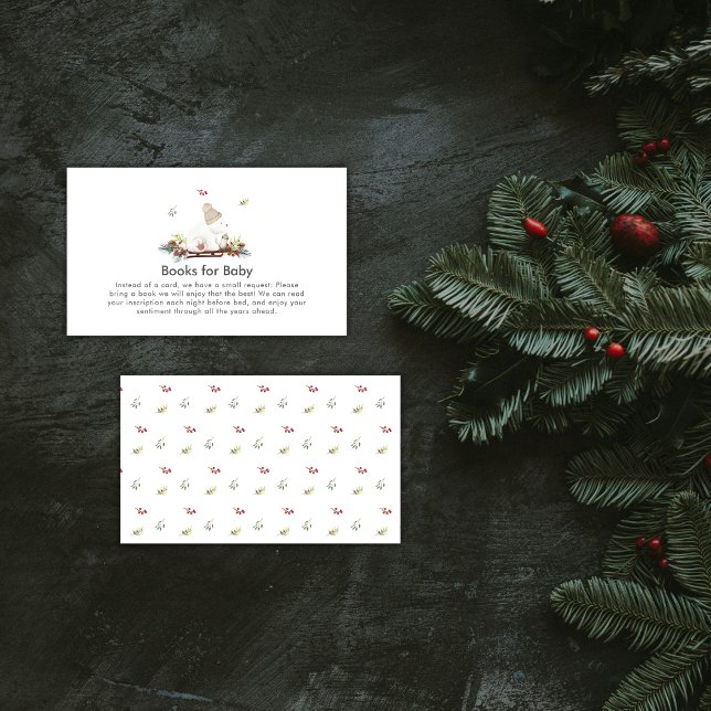 Winter Sleigh Polar Bear Books For Baby Shower  Enclosure Card (Winter Sleigh Polar Bear Books For Baby Shower Enclosure Card)