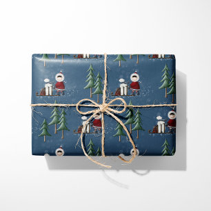 Winter Sleigh Ride Forest Friends Wrapping Paper