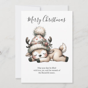 Winter Slumber of a Little Fawn Holiday Card