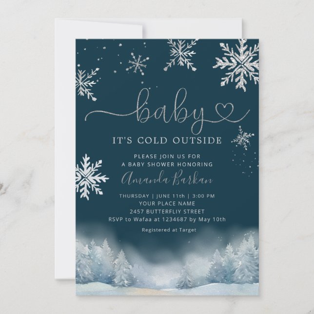 Winter Snow Baby It's Cold Outside Baby Shower Invitation (Front)