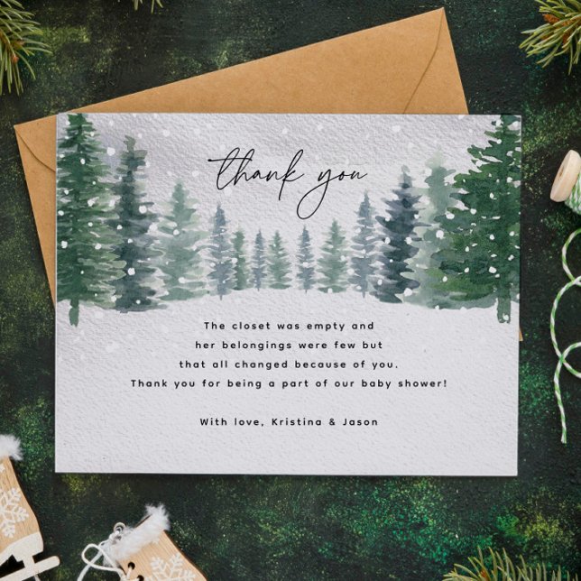 Winter Snow Baby It's Cold Outside Baby Shower Thank You Card (Creator Uploaded)