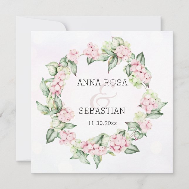 *~* Winter Snow Berry AR12 QR RSVP Boho Wedding Invitation (Front)