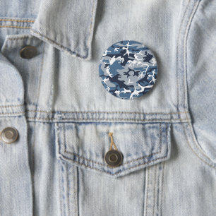 Winter Snow Blue Camouflage, Military, Army 6 Cm Round Badge
