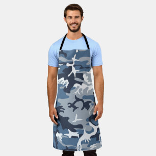 Winter Snow Blue Camouflage, Military, Army Apron