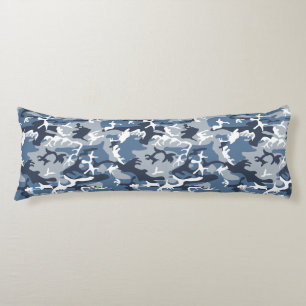 Winter Snow Blue Camouflage, Military, Army Body Cushion