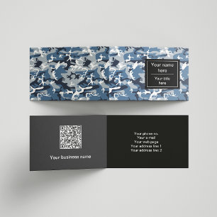 Winter Snow Blue Camouflage, Military, Army Business Card