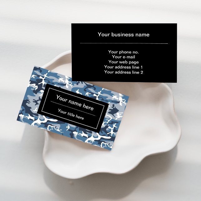 Winter Snow Blue Camouflage, Military, Army Business Card (Creator Uploaded)