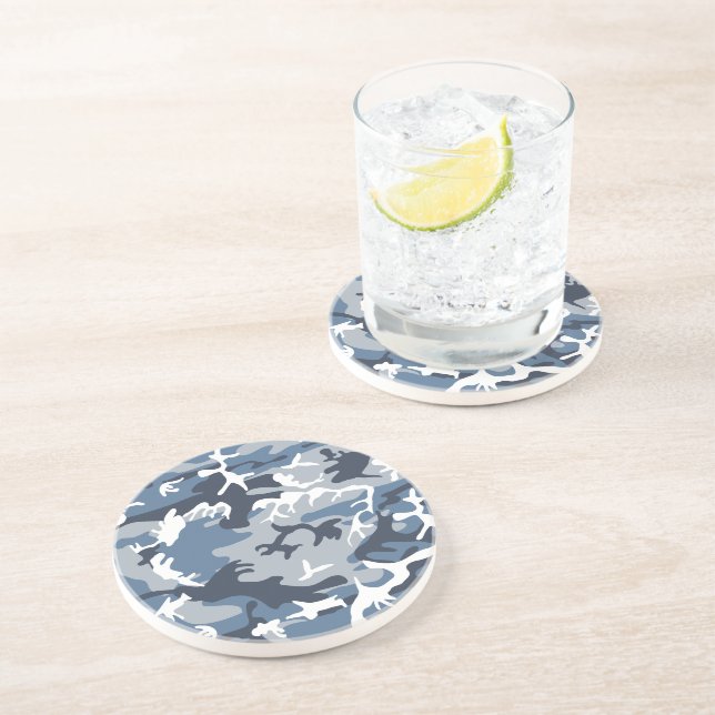 Winter Snow Blue Camouflage, Military, Army Coaster (Side)