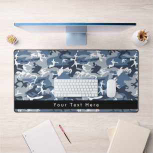 Winter Snow Blue Camouflage, Military, Army Desk Mat