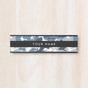 Winter Snow Blue Camouflage, Military, Army Door Sign