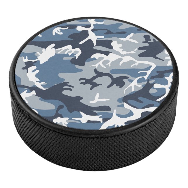 Winter Snow Blue Camouflage, Military, Army Hockey Puck (3/4)