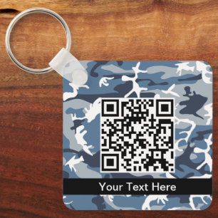 Winter Snow Blue Camouflage, Military, Army Key Ring