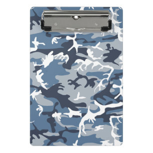 Winter Snow Blue Camouflage, Military, Army Mini Clipboard