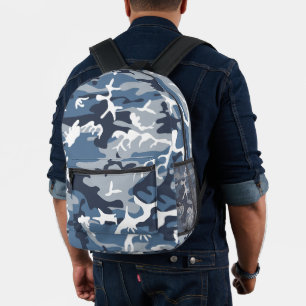 Winter Snow Blue Camouflage, Military, Army Printed Backpack