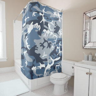 Winter Snow Blue Camouflage, Military, Army Shower Curtain