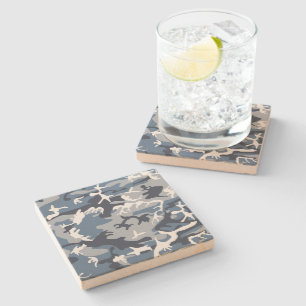 Winter Snow Blue Camouflage, Military, Army Stone Coaster