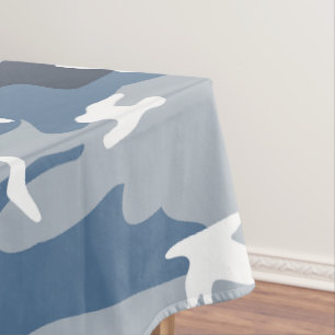 Winter Snow Blue Camouflage, Military, Army Tablecloth