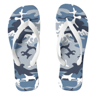Winter Snow Blue Camouflage, Military, Army Thongs