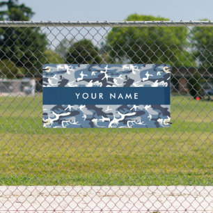 Winter Snow Blue Camouflage Your name Personalise Banner