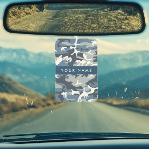 Winter Snow Blue Camouflage Your name Personalise Car Air Freshener
