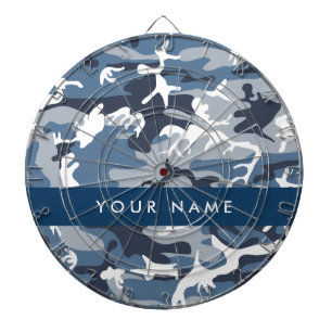 Winter Snow Blue Camouflage Your name Personalise Dartboard