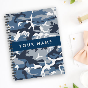 Winter Snow Blue Camouflage Your name Personalise Notebook