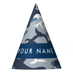 Winter Snow Blue Camouflage Your name Personalise Party Hat